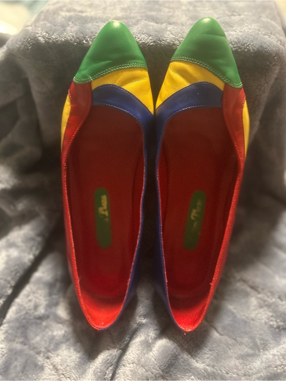 Sutton Plaza Vintage Women’s 1980’s Color Block Leather Ballet Flats